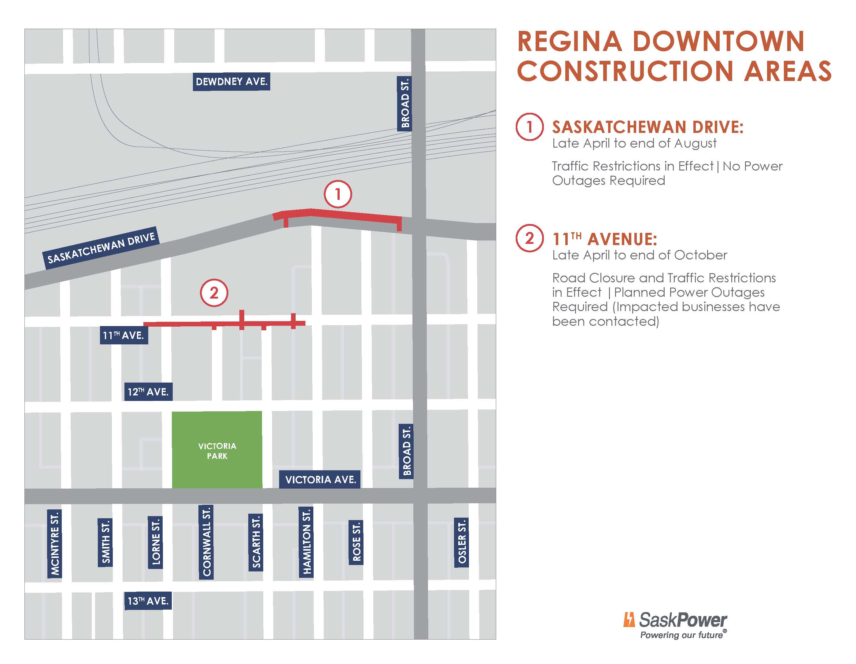 Construction Map Regina Downtown