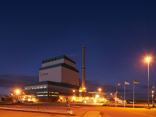 Shand Power Station at night