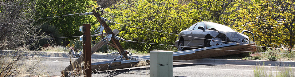 Car accident with power pole