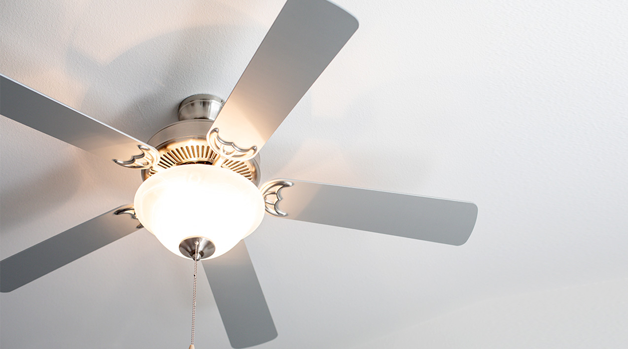 Grey ceiling fan turning