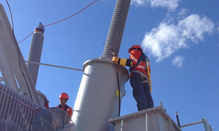 Field employee working on equipment