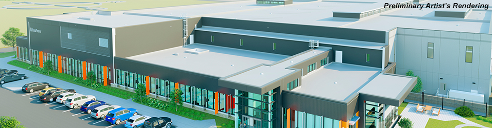 A preliminary artist's rendering of the future Logistics Warehouse.