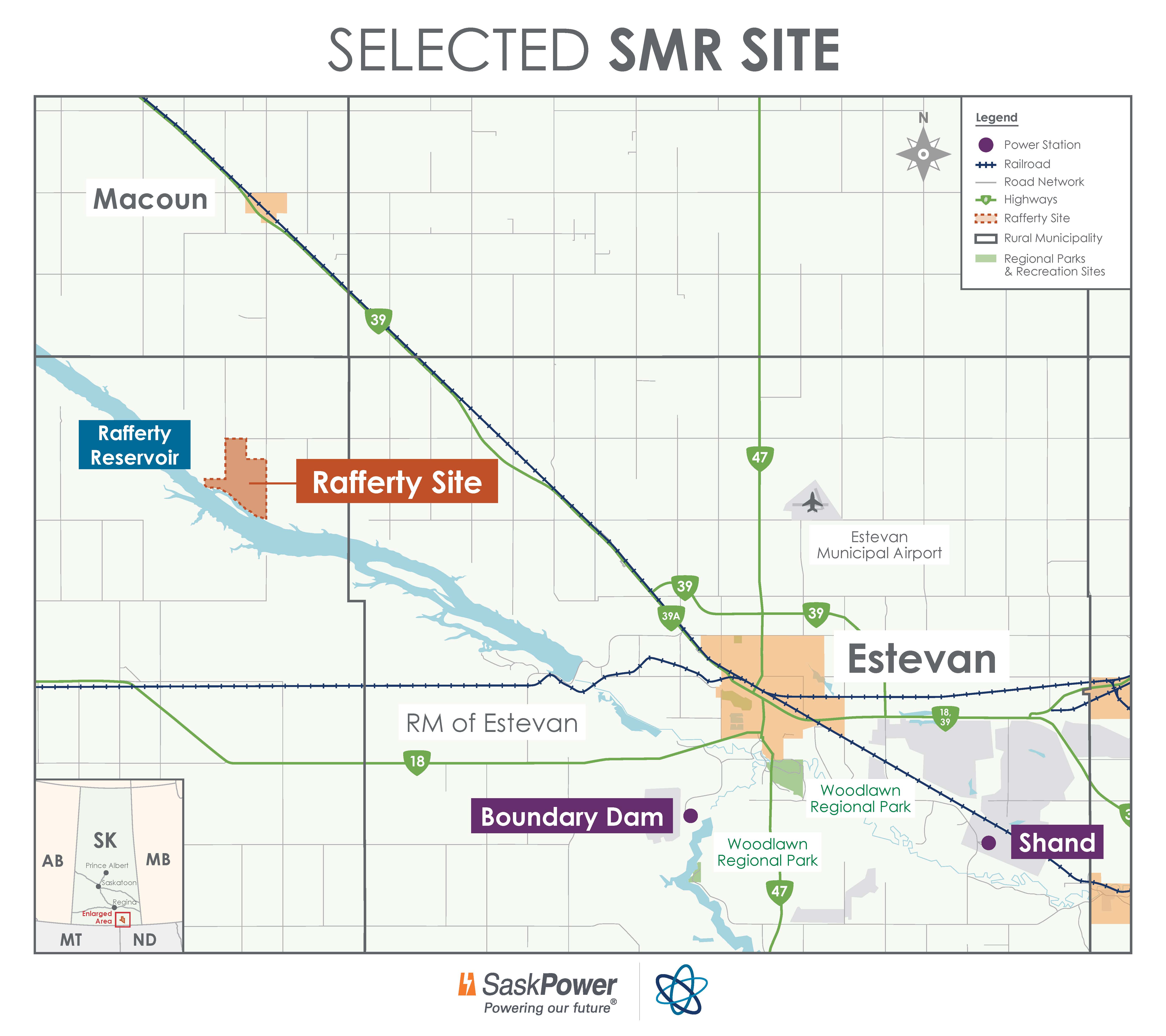 SMR siting map of Macoun to Estevan