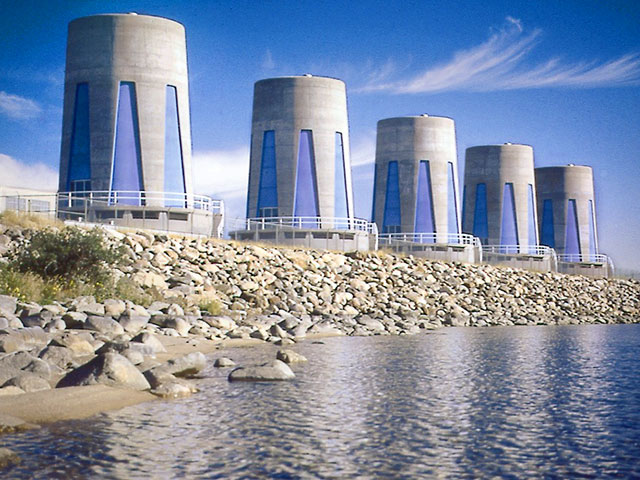 Dam pillars and creek