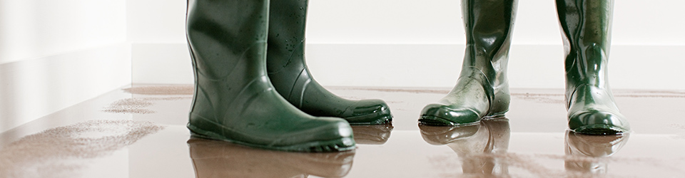 Rubber boots in water